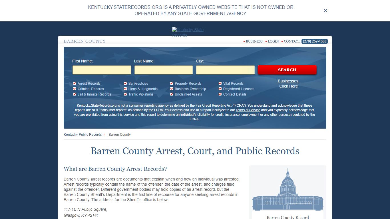 Barren County Arrest, Court, and Public Records