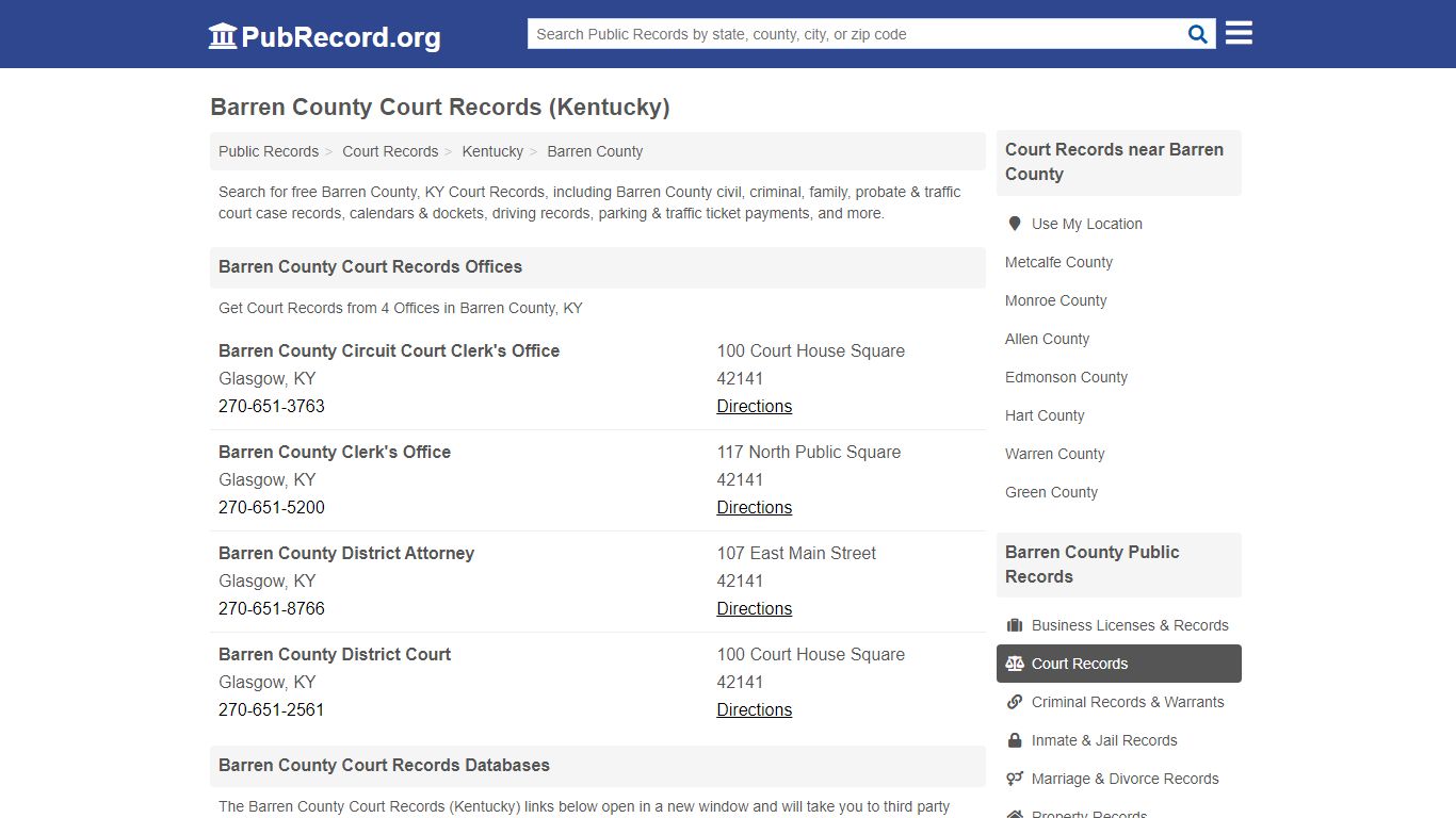 Free Barren County Court Records (Kentucky Court Records)