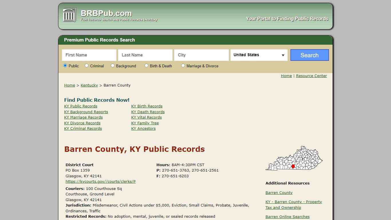 Barren County Public Records | Search Kentucky Government Databases